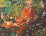 Stojan Aralica, Reclining Figure, 1968.-1972., oil on hardboard