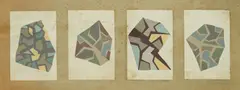 Vlado Kristl, Four Abstractions, tempera on paper collaged on paper