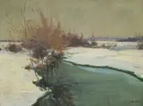 Winter Landscape by Mihovil (Mijo) Krušlin, oil on canvas, offered Jun 2026
