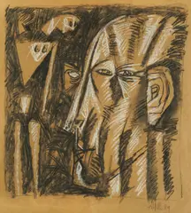 Zlatan Vrkljan, Self-portrait, 1989., charcoal and chalk on paper