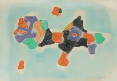 Oton Postružnik, Colorful Abstraction, 1970., watercolor and chalk on paper