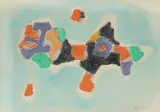 Oton Postružnik, Colorful Abstraction, 1970., watercolor and chalk on paper