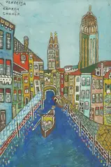 Emerik Feješ, Grand Canal (Venice), 1954., tempera on paper