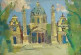 IVO VOJVODIĆ, Karlskirche (Vienna), 1955., oil on canvas