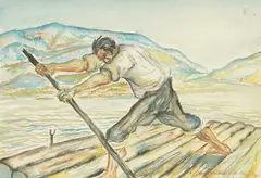 Ivan Čargo, Skeleton Maker, 1937, watercolor on paper