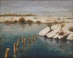 Ferdo Kovačević, Winter on the Sava Sleeve, 1917., oil on canvas