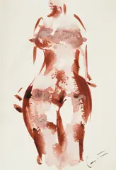 Vanja Radauš, Female Torso, watercolor on paper