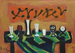 Slavko Šohaj, String of Glasses, 1997., oil on canvas