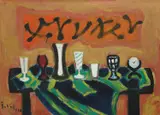 Slavko Šohaj, String of Glasses, 1997., oil on canvas