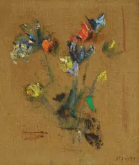 Nikola Reiser, Flowers in a Vase, oil on canvas