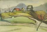 Vladimir Varlaj, Landscape, 1920-ih, watercolor on paper
