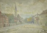 Deserted Street by Ljudevit Sestic, oil on canvas mounted on hardboard, offered Jun 2026
