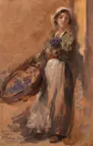 Nicolae Vermont, Florăreasă, 1921, ulei pe placaj