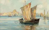Constion, Vedere spre  Santa Maria della Salute, ulei pe carton