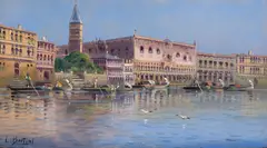Karl Kaufmann, Gondole la Veneția, ulei pe pânză