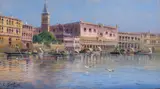 Karl Kaufmann, Gondole la Veneția, ulei pe pânză