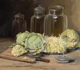 Elena Müller-Stăncescu, Pregătiri de toamnă, ulei pe carton
