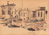 Lucian Grigorescu, Margine de oraș, acuarelă și creion pe hârtie