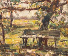 Vară la Buftea by Rudolf Schweitzer–Cumpăna, 1970, ulei pe carton, sold May 2026