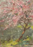 Kimon Loghi, Cireș înflorit, ulei pe carton