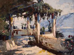 Rudolf Négely, Terasă la Sorrento, 1935, ulei pe pânză