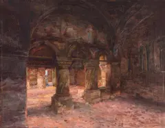 Jean Neylies, Interior de biserică, ulei pe pânză