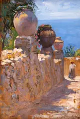 Imre Gergely, Stradelă din Capri, ulei pe placaj
