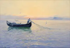 Dimitrie Florian, Răsărit pe mare, ulei pe carton