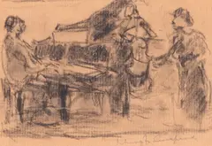 Rudolf Schweitzer–Cumpăna, Recital, cărbune pe hârtie
