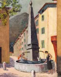 Hermann Konnerth, La fântână, 1937, ulei pe carton subțire