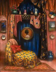 Mişu Teişanu, Interior din studioul artistului, pastel pe hârtie