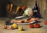 Elena Müller-Stăncescu, Masa pescarului, ulei pe carton