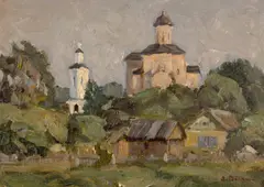 Aurel Băeșu, Biserica din sat, ulei pe carton