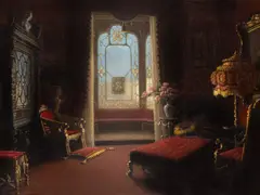 Salon burghez by John Friedlinger, ulei pe pânză, sold May 2026