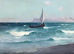 Dimitrie Florian, Zi de pescuit, ulei pe pânză