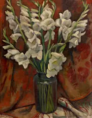 Traian Bilţiu Dăncuş, Gladiole, 1956, ulei pe pânză lipită pe carton