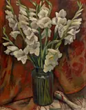 Traian Bilţiu Dăncuş, Gladiole, 1956, ulei pe pânză lipită pe carton