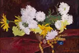 Honoriu Creţulescu, Crizanteme și mărgele de chihlimbar, 1928, ulei pe carton