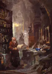 Antal Péczely, Cărturarul, ulei pe carton