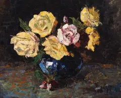Rudolf Négely, Trandafiri galbeni, ulei pe carton