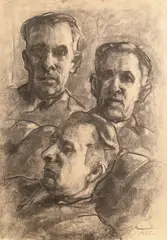Ion Mândru, Portretul colecționarului Ioan Dumitrescu-Popovici, 1955, cărbune pe hârtie