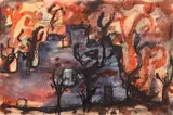Ion Mirea, Înserare, tempera pe hârtie