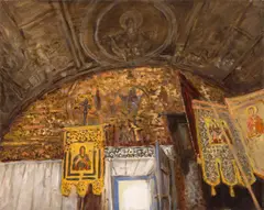 Ioan Muntean, Drum spre lumină (Biserica Furcșoara), ulei pe pânză