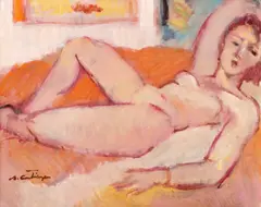 Augustin Costinescu, Nud pe divan, ulei pe pânză lipită pe carton