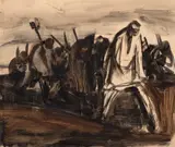 Corneliu Baba, Studiu pentru Răscoala, acuarelă, tempera și creion pe hârtie