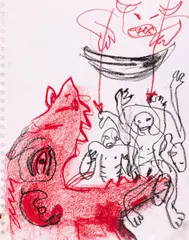 Tincuța Marin, Untitled, 2019, creioane cerate și cărbune pe hârtie