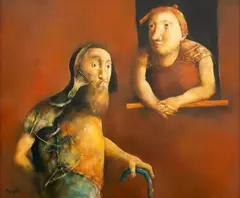 Georges Mazilu, La tentation de St Antoine, acrilic pe pânză