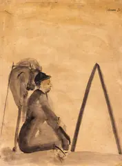 Sorin Ilfoveanu, Doi amici, 1982, acuarelă și tempera pe hârtie