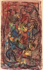 Magdalena Rădulescu, Dansatori, 1971, acuarelă și accente de guașă pe hârtie