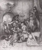 Robert Lőrincz, Bar Fight, 2026, creion pe hârtie
